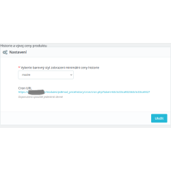 Historie a vývoj ceny produktu - modul PrestaShop